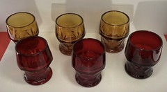 Six vintage mixed a lot Georgian Ruby and gold tumblers glasses MCM