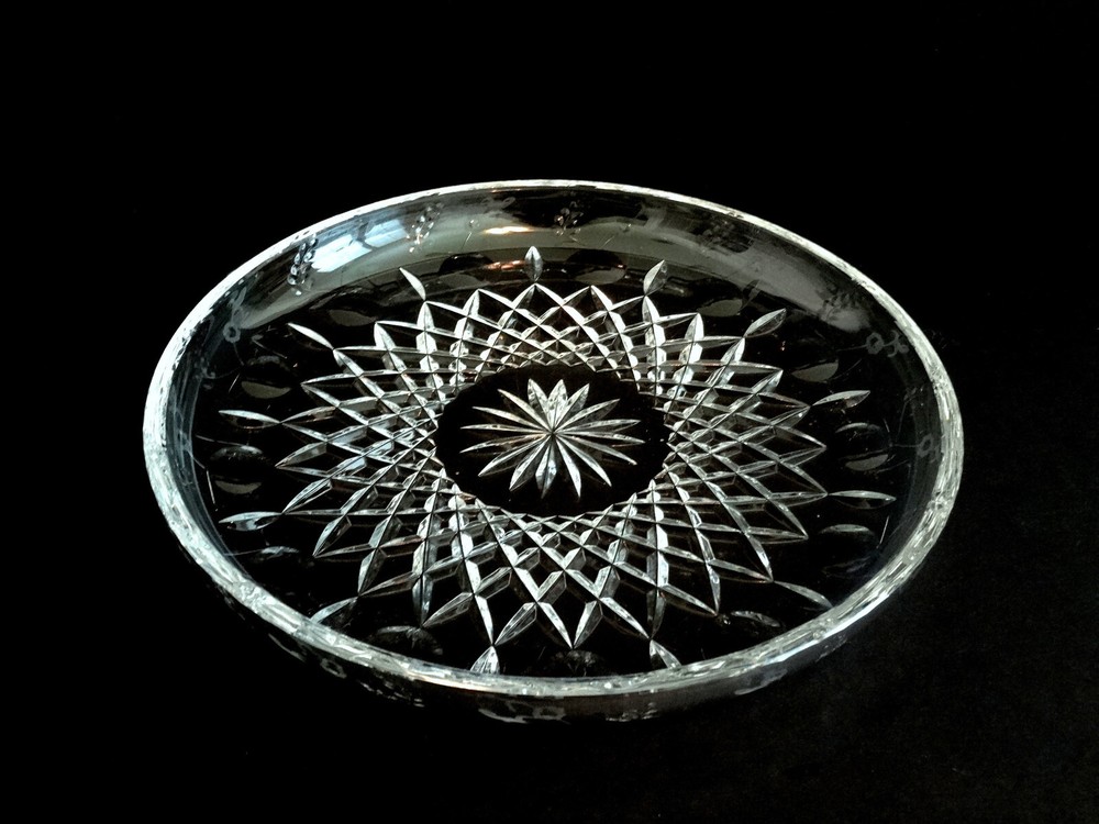 Rogaska Gallia Crystal Glass Serving Platter Chop Cake Plate Tray