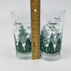 2 Libbey Royal Norfolk Winter Wonderland Glasses Love Peace Joy Snow Trees