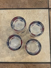 Vintage Anchor Hocking Patriotic Red White And Blue Americana Glasses Set Of 4