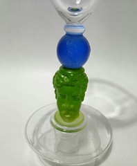 3 Richard Jolley 1996 Bombay Sapphire Martini Glass Green Head Blue Globe Stem