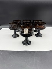Vintage 7 MCM LENOX Impromptu Brown Champagne Sherbet Dessert Glasses USA NEW!