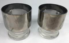 Silver Band Stacking Clear 2 Glasses Bar Tumbler Low Balls Dorothy Thorpe MCM