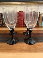 Mikasa Alexandra Black Tulip Stem Iced Tea Goblets Set of 4 Vintage Glasses