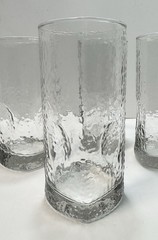 Set of 4 Vintage Libbey Crisa Clear Dimpled Pinched Grip Glass Tumblers 18oz