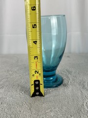 Vintage Libbey Aqua Teal Blue Footed Cocktail Iced Tea Glass Tumbler