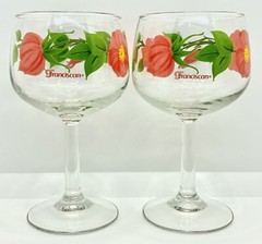 Pair Of Vintage Franciscan 6.5″ Desert Rose Wine Goblet / Glasses Made In France