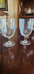 Vintage Sasaki Noritake Wheat Pattern Water Goblet Smooth Stem Two Glasses