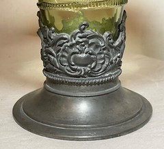 Large Friedr. Van Hauten Enameled hand blown glass pewter Drinking Vessel Roemer