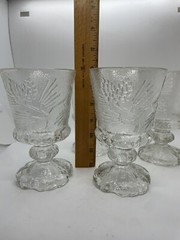 Vintage Indiana Glass Tiara PONDEROSA PINE 12oz Water Goblet 6″ Set of 4. Chips