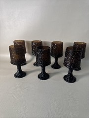 Lenox Hand Blown Crystal Impromptu Brown Wine Glasses/Goblets 7 Inch Lot Of 7