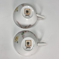 Vtg Kent Springfield Cup Saucer 2 Sets Floral Grannycore Gold Trim 5 3/4″ Floral