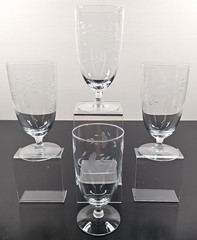 4) Princess House Heritage Iced Tea Glass Set Clear Floral Cut Etch Stemware Lot