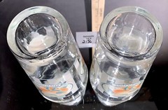 2 Libbey Glass Tumblers Orange Fruit Striped Vintage Retro