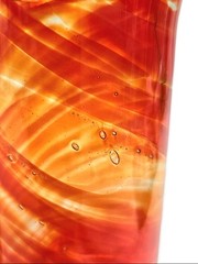 Vintage Heavy Handblown Persimmon Swirl Art Glass 7″ Highball Glass Large Pontil
