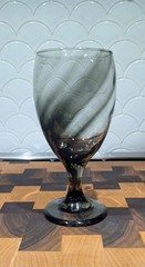 Libbey Vintage Bordeaux Black Gray Smoke Goblet Drinking Water Glass Set of 6