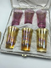 i Preziosi L’Arte del decoro Set of 6 Shot Glasses in Box Lavendar/Yellow Italy
