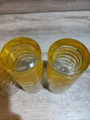 Vintage MCM Yellow Striped Drinking Glasses Lot of 4 Highball Retro Summer Cool