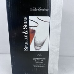 Noble Excellence Sparkle Shine Set of 4 Champagne/Wine Flutes Drink Glass 7.5 Oz