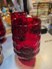 6 pc ~ VTG Anchor Hocking Royal Ruby Red 4~8 oz 1 ~ 4oz Juice Glass And Bell