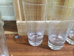 6 MIKASA CHEERS shots glasses 4.75» etched dots lines