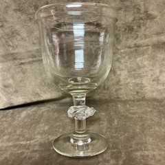 Vintage large hand blown turned underlip large beer goblet Rigaree stem Glass