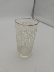Vintage Libbey Tumbler Gold Rim Embossed Floral Design 12 oz
