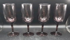 VINTAGE 6” Amethyst/ Purple Plum Small Wine Glasses Stemware Set Of 4 Barware