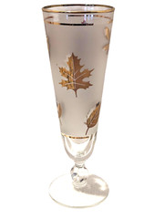 Vtg 22k MCM Libbey Golden Leaf Frosted Pilsner Beer Glasses Replacement Set of 2