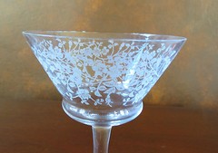 Seneca Rose Lace #176 Floral Etch Crystal Tall Champagne Sherbet(s)