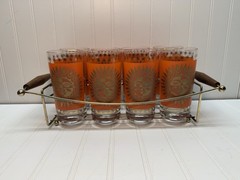 MCM Jeannette Glass Sun Orange 22-Karat Gold Sunburst Bare ware Rare w/ Carrier