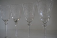 1920s Maryland Glass Co. «Diana & Nymph» Etched Goblets – Set of 4