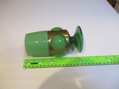 Vintage Felipe Derflingher Brutalist Mexican caged glass goblet Green