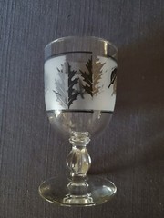 Stem Wine Glasses Silver Foliage Frosted Leaves Clear 5.5” Set / 4 Vintage