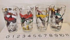 HAZEL ATLAS DUCK GAME HUNTING BEER BAR DRINKING Set of 4 GLASSES TUMBLER