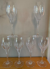 Six 6 Mikasa Crystal Flame D’Amore Wine Water 9″ Glasses Goblets Blown 18 Avail