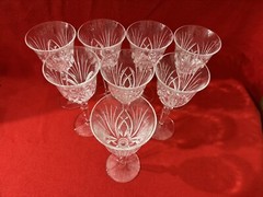 Set Of 8 Gorham Crystal Rosewood White Wine Glasses (A1766). 7 7/8” H X 3 5/8” W