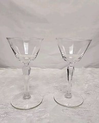 Libbey Cocktail Glass Set 2 Ounces Geometric Long Stem Clear Pair