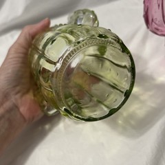 Glasses Mason Style Jars Retro Set 2 Cactus Shaped Green and Pink Glass no lids