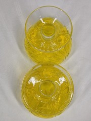 Vtg 2pc Secla Sigma Taste Setter Cabbage Leaf Yellow* Glass Goblets Portugal 60s