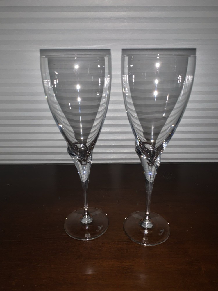 Rosenthal Crystal Tulip Stem Wine Glasses 9 3/4” Set Of Two