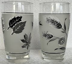 Vintage Libbey Glass Co. MCM 1 Silver Foliage & 1 Silver Leaf Water Glasses EUC