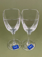 Set of 2 Mikasa Panache Clear Square Bowl Crystal Wine Glasses 8 1/4» NWT 9oz