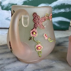 Vintage Martinsville Depression Glass Etched Painted «WISE OWL» Tumble-Up Carafe