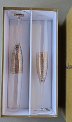 NEIMAN MARCUS Toasting Champagne Flutes, Gold Speckled