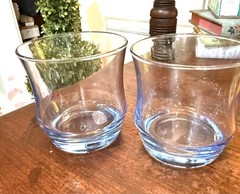 Vintage Rocks Glasses Whiskey Lowball Barware Juice Libbey Impromptu Azure Blue