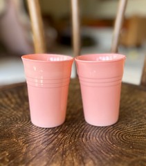 5 Vintage Pastel Pink Hazel Atlas Moderntone Tumblers *Pls read full description
