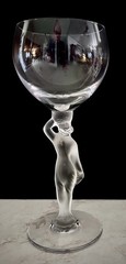 Bayel Crystal Venus Bacchante Wine Glass France Frosted Nude Figural Stem Goblet