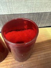 World Market Red Fizz Design 2 Heavy Blown Glass Tumblers 5 3/4″ x 3”