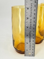 3 Libbey Amber Optic Swirl Tumblers MCM Vintage Glasses 1950s Dishware Tawny